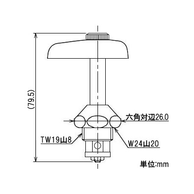 カクダイ 凍結防止水栓上部 呼び13用 固定コマ仕様 回転ハンドル  907-003 画像3