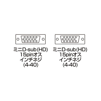 サンワサプライ スリム同軸ディスプレイケーブル アナログRGB(VGA)用 カラーコネクタ ストレート全結線 フェライトコア付 2m  KC-VM2K 画像2