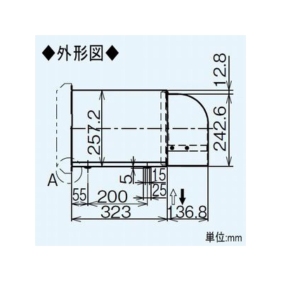 三菱 コンクリート住宅用ウェザーカバー 壁埋込角穴取付専用 ネジ付属 鋼板製  P-130K-RC 画像2