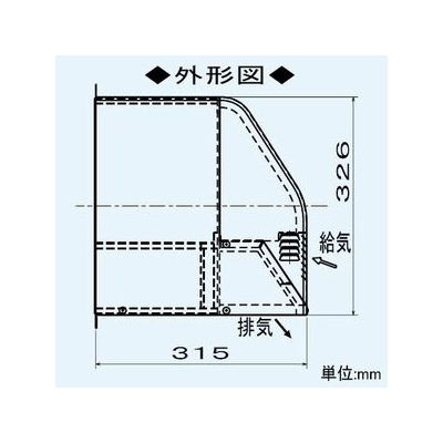 三菱 防音用フード 壁埋込30cm角穴取付ロスナイ専用 鋼板製  P-200KBN2 画像2