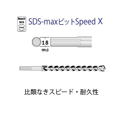 SDS-maxビット SpeedXタイプ 錐径φ40.0mm 全長520mm 4カッター