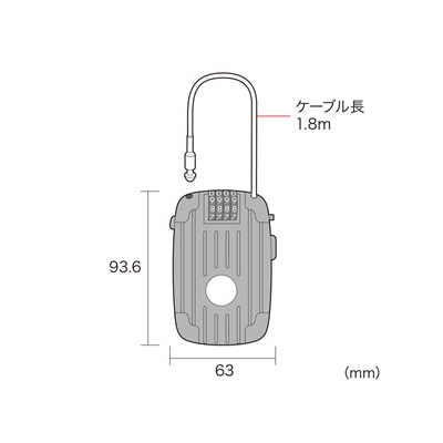 サンワサプライ 【eセキュリティ】 ワイヤーリール式ダイヤル錠 暗証番号4桁 ワイヤー長1.8m ロングタイプ  SLE-11LN 画像2