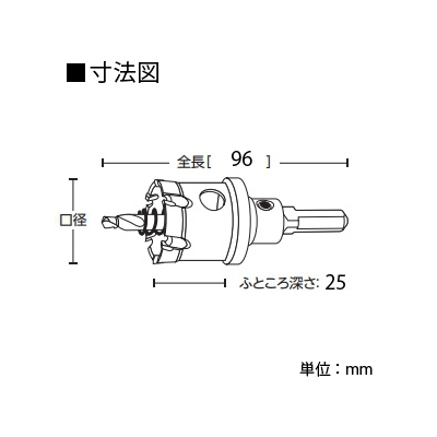 ユニカ 超硬ホールソー メタコアトリプル 回転専用 ストレートシャンク 口径21mm  MCTR-21 画像2