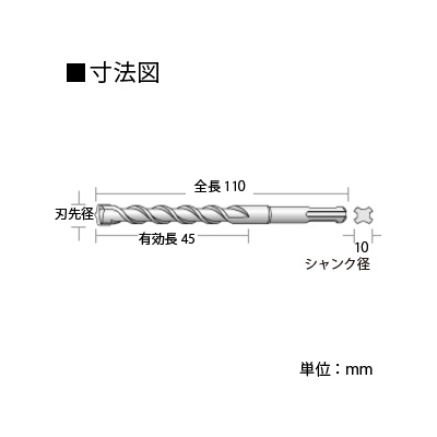 ユニカ チップトップビット 打撃+回転用 SDS-plusシャンク 刃先径3.5mm 3本セット  DP3-T35 画像2