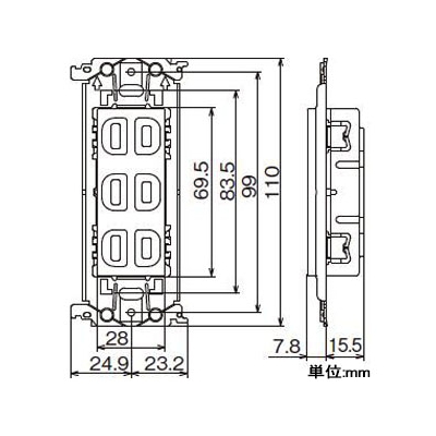 パナソニック 埋込トリプルコンセント 金属枠付 15A 125V グレー  WTL13033H 画像2