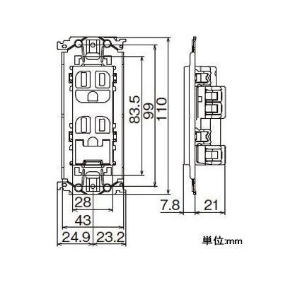 パナソニック 埋込扉付アースターミナル付接地ダブルコンセント 金属枠付 15A 125V セラミックホワイト  WTL11523W 画像2