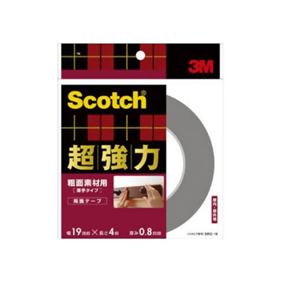 スリーエムジャパン 《スコッチ》 超強力両面テープ 粗面素材用 薄手タイプ 19mm×4m グレー SRO-19