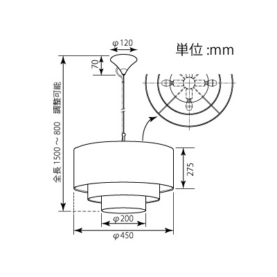 山田照明 LEDランプ交換型ペンダントライト 非調光 白熱160W相当 電球色 E17口金 ランプ付  PD-2633-L 画像3