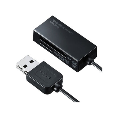 サンワサプライ USB2.0カードリーダー 面ファスナー付 2スロット ブラック ADR-MSDU3BK