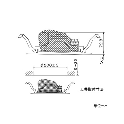 TOA 天井埋込型スピーカー BGM用 6W 16cmダブルコーン型 天井穴径φ200mm  PC-2361 画像3