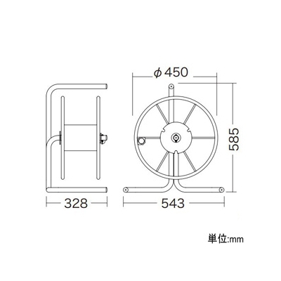 ジェフコム ロープリール ナイロンロープ用 幅543×奥行328×高さ585mm  RDL-450 画像2