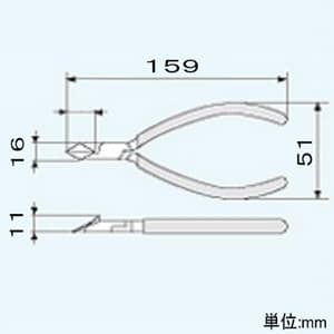 エンジニア 斜ニッパー 切断能力:銅線φ2.6mm 呼びサイズ150mm  NN-56 画像2