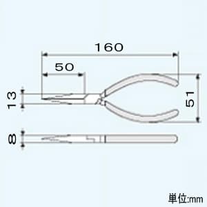 エンジニア 先長ラジオペンチ 切断能力:銅線φ2.6mm 呼びサイズ160mm 先端ギザ・バネ付  PR-46 画像2