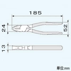 エンジニア 電工ペンチ 切断能力:銅線φ3.6mm・鉄線φ1.8mm 呼びサイズ175mm  PD-07 画像3