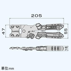 エンジニア 精密圧着ペンチ ダイス交換式 Mサイズ 全長205mm バネ・六角レンチ(対辺2.5mm)付  PAD-12 画像3