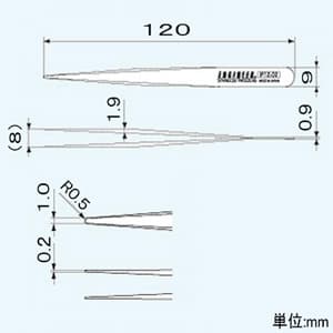 エンジニア 精密ピンセット 先端肉薄タイプ(丸形) 先端0.2mm 全長120mm ステンレス製  PTZ-02 画像3