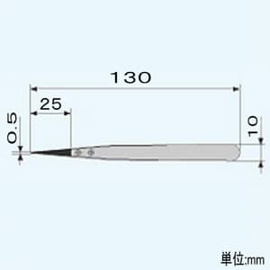 エンジニア ESDピンセット 標準先細タイプ 先端0.5mm 全長130mm  PTZ-41 画像3