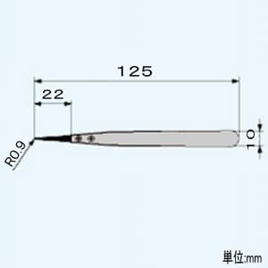 エンジニア ESDピンセット 先細丸形タイプ 先端R0.9mm 全長125mm  PTZ-42 画像3