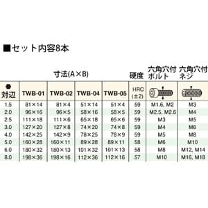 エンジニア ボールレンチセット ロングスタビータイプ 8本セット 対辺1.5～8.0mm  TWB-02 画像3