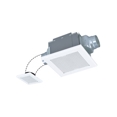 三菱 ダクト用換気扇 サニタリー用 低騒音形 2部屋換気用 接続パイプφ100mm 埋込寸法260mm角 VD-15ZF10