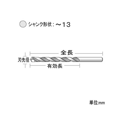 ユニカ コンクリート用ドリルビット Bタイプ(ノス) 振動+回転用 刃先径11.5mm チャックサイズ10mm  B11.5X200BP 画像2