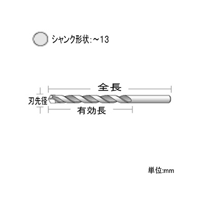 ユニカ 磁器タイル用ドリルビット TRタイプ 回転用 刃先径3.4mm チャックサイズ10mm  TR3.4X85 画像2