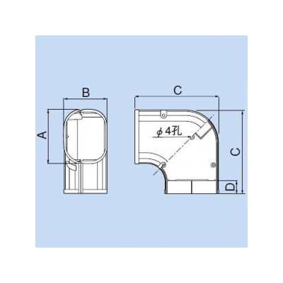 因幡電工 スリムダクトSD スリムコーナー平面90° 曲り 77タイプ アイボリー  SK-77-I 画像3