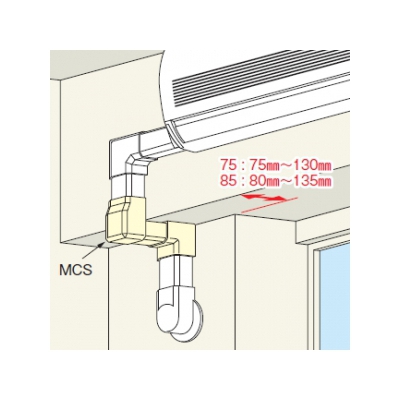 因幡電工 スリムダクトMD 立面スライドコーナー 段差継手 75タイプ ネオホワイト  MCS-75-W 画像4