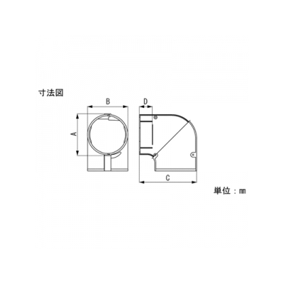 因幡電工 配管化粧カバー(ビル設備用) 《スリムダクトPD》 PDコーナー90° 曲がり(エルボ)  PDE-120-I 画像2