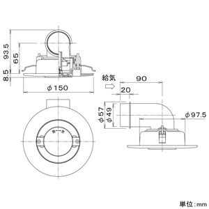 パナソニック 給気用グリル 壁用 パイプ径φ50mm 風量調節付 ホワイト FY-GYP02-W 画像2