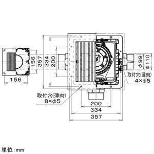 パナソニック 天井埋込形換気扇 ルーバーセットタイプ 2～3室用 大風量形 常時・局所兼用 埋込寸法□320mm パイプ径φ100mm 風圧式高気密シャッター付 FY-32CTS8V 画像3