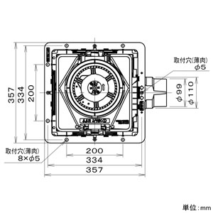 パナソニック 天井埋込形換気扇 ルーバー別売タイプ 埋込寸法□320mm パイプ径φ100mm 風圧式高気密シャッター付 FY-32JDSD8 画像3