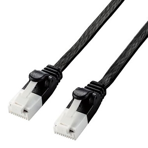 ELECOM LANケーブル フラットタイプ CAT6A準拠 ヨリ線 ツメ折れ防止タイプ 長さ5m ブラック LD-GFAT/BK50 画像1