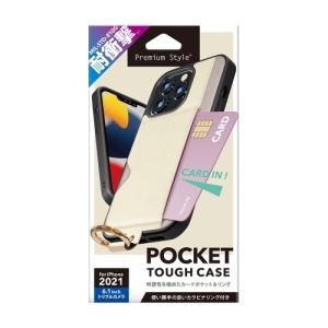 PGA iPhone 13 Pro用 ポケット付 ハイブリッドタフケース ベージュ PG-21NPT05BE 画像2