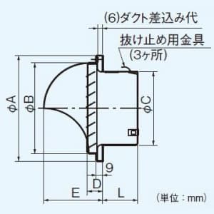 パナソニック 丸形パイプフード ステンレス製 ガラリ付 φ200用 FY-MCX081 画像3