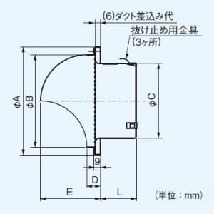 パナソニック 丸形パイプフード ステンレス製 防虫網付 φ75用 FY-MNX031 画像3