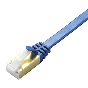 ELECOM LANケーブル フラットタイプ CAT7準拠 ヨリ線 ツメ折れ防止タイプ シールド付 長さ0.5m LD-TWSFT/BM05 画像1