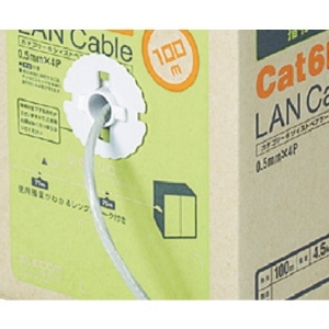 ELECOM 自作用LANケーブル ケーブルのみ CAT6対応 レングスマーク付 環境配慮パッケージ 長さ100m ライトグレー LD-CT6/LG100/RS 画像1