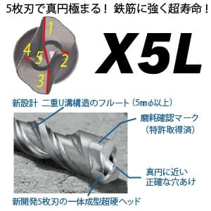 BOSCH SDSプラスビット X5Lタイプ ロングタイプ 錐径φ10.5mm 全長265～315mm X5L105315 画像2